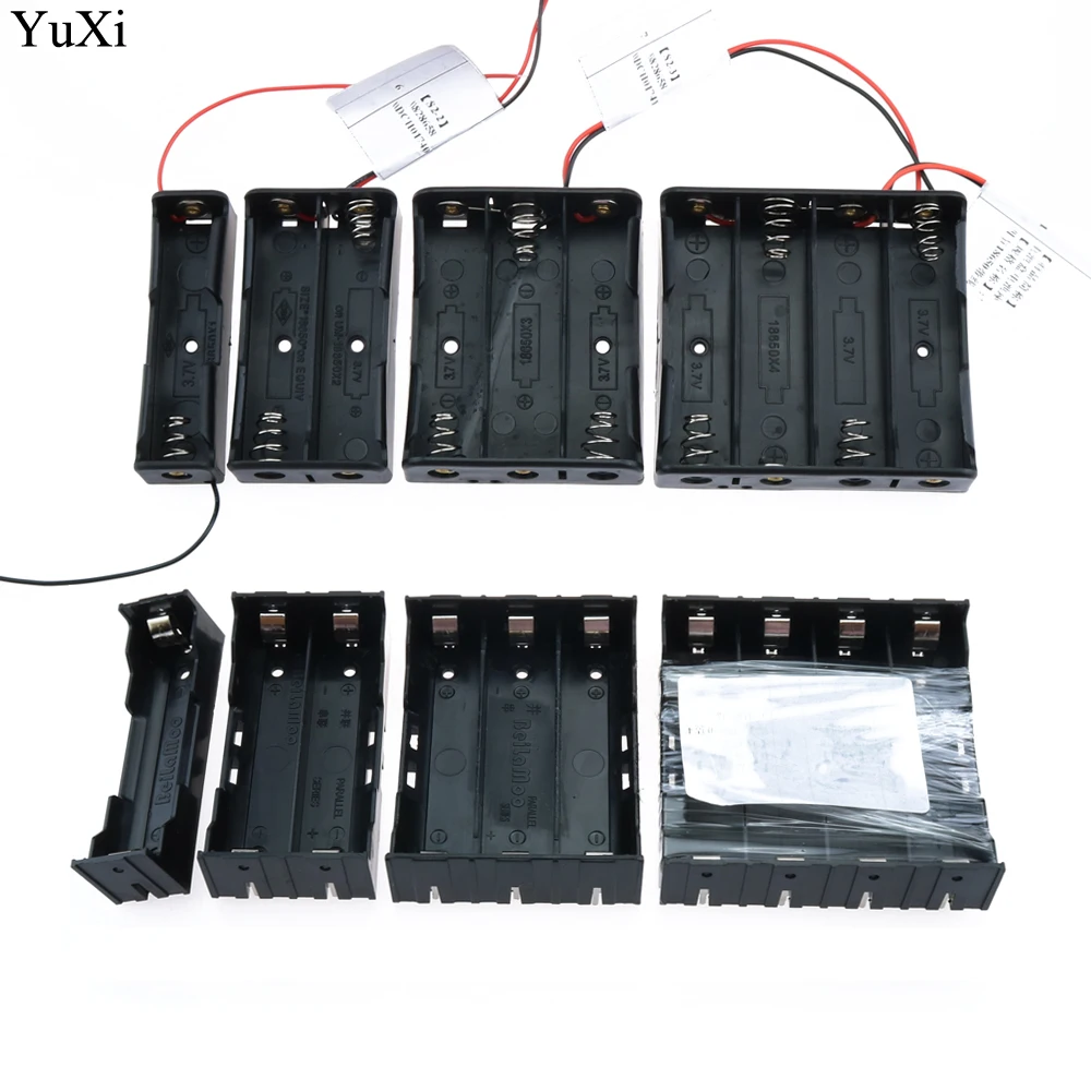 ABS Plastic 18650 Battery Storage Case Boxes With Wire Leads For 1/2/3/4x 18650 Rechargeable Batteries 1/2/3/4 Slot Bateria Case