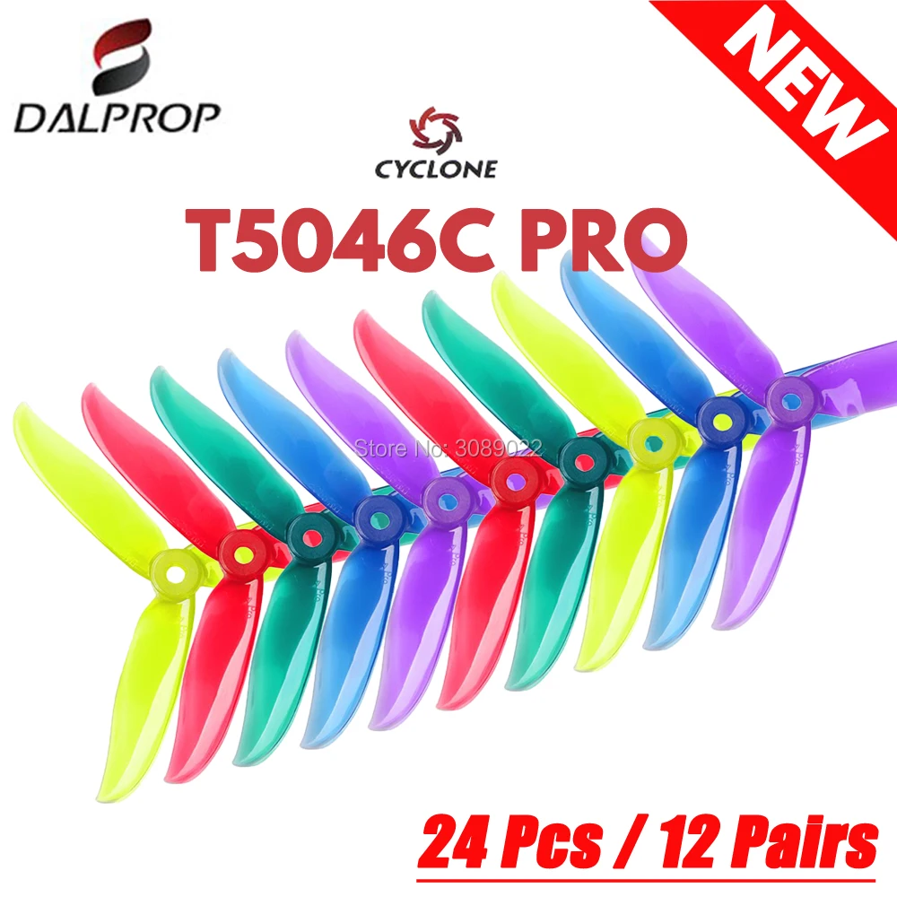 24 pcs / 12 pair DALPROP CYCLONE T5046C PRO 5046 3Blade propeller for T-Motor motor FPV Freestyle Drone Quadcopter version Prop