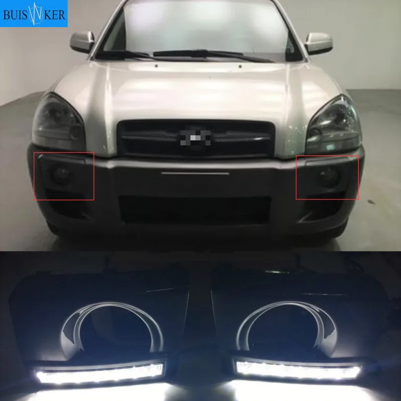 

1 Pair Car Daytime Running Light DRL LED Daylight Fog Lamp Cover for Hyundai Tucson 2005 2006 2007 2008 2009