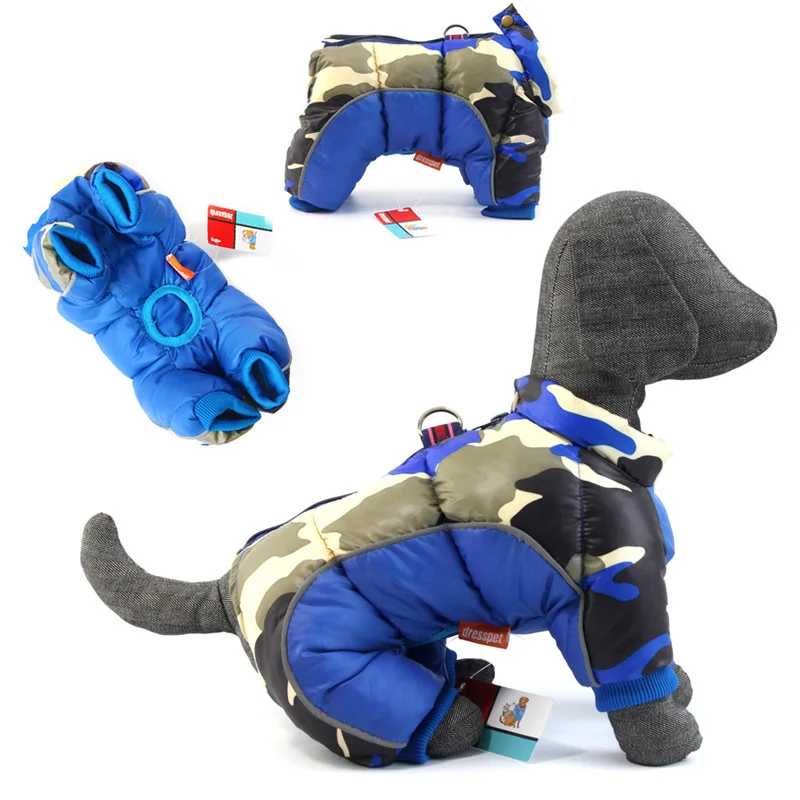 Winter Pet Warm Cotton Clothes Dog Winter Clothe Thickened Waterproof Zipper Jacket Teddy Dog Four Legged Clothes Pet Supplies