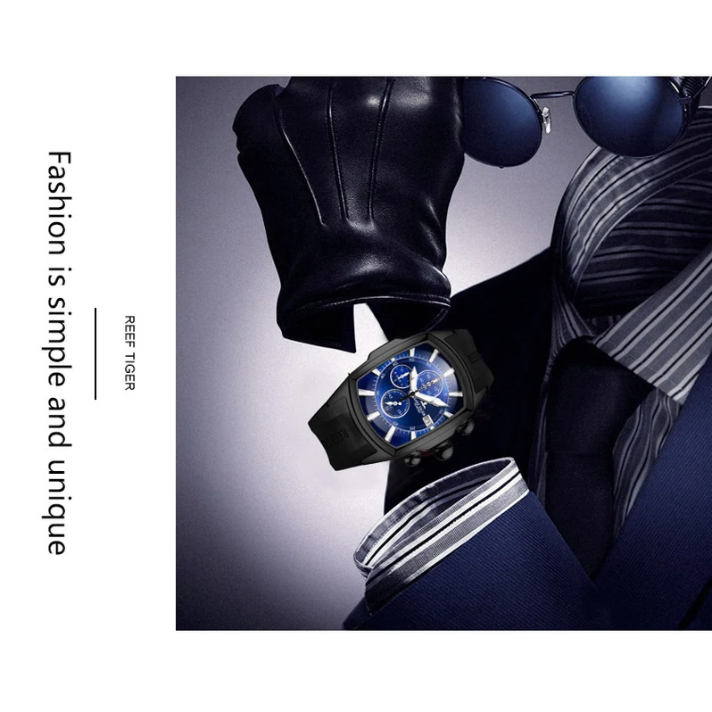 Reef Tiger orologio cronografo sportivo da uomo, orologi da polso da uomo moda uomo orologio da polso al quarzo impermeabile orologio di lusso relogio luminoso