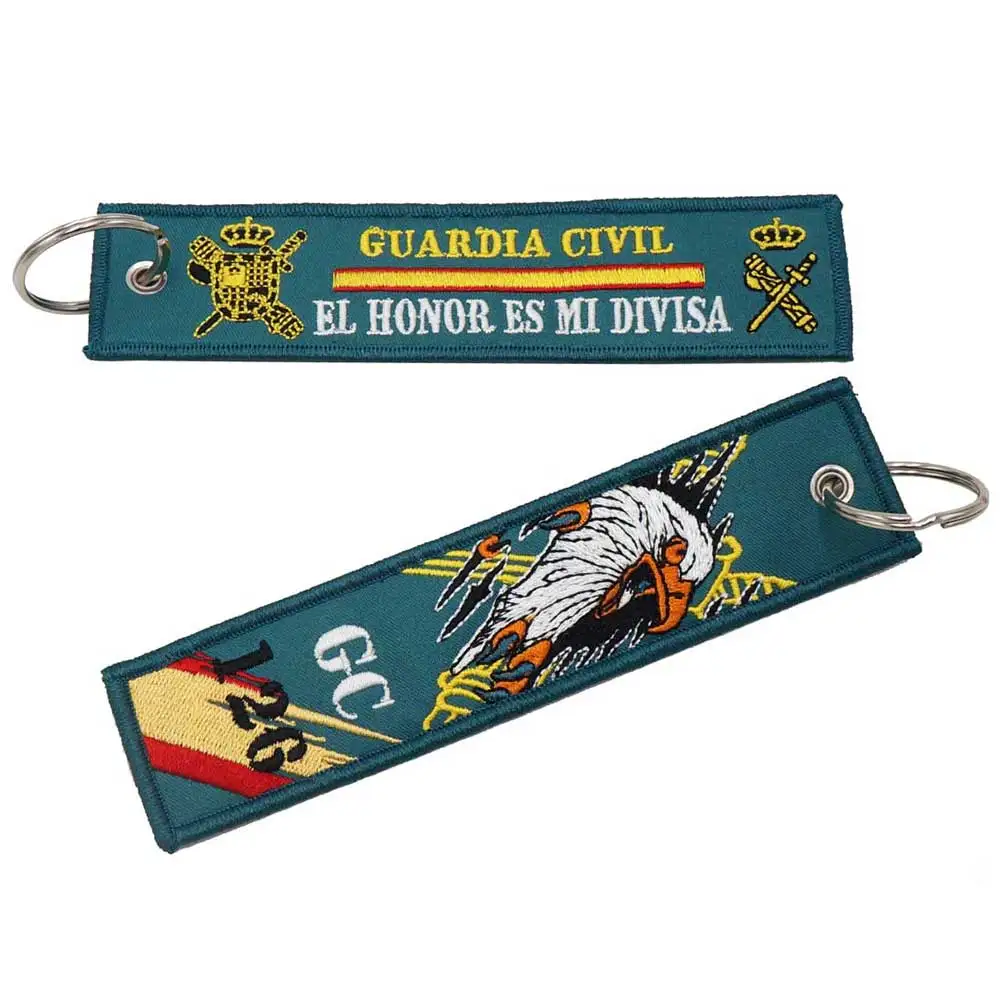 Hiszpania GUARDIA CIVIL 126 dwustronny haftowany brelok do kluczy