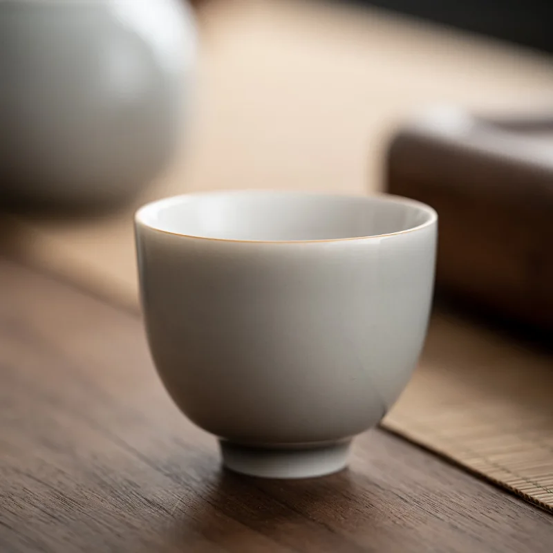 Ice Gray Glaze Cup Japanese Style Handmade Ceramic Kung Fu Tea Cup Tea Cup Fragrance-Smelling Cup Home Bowls Master Cup Teacups