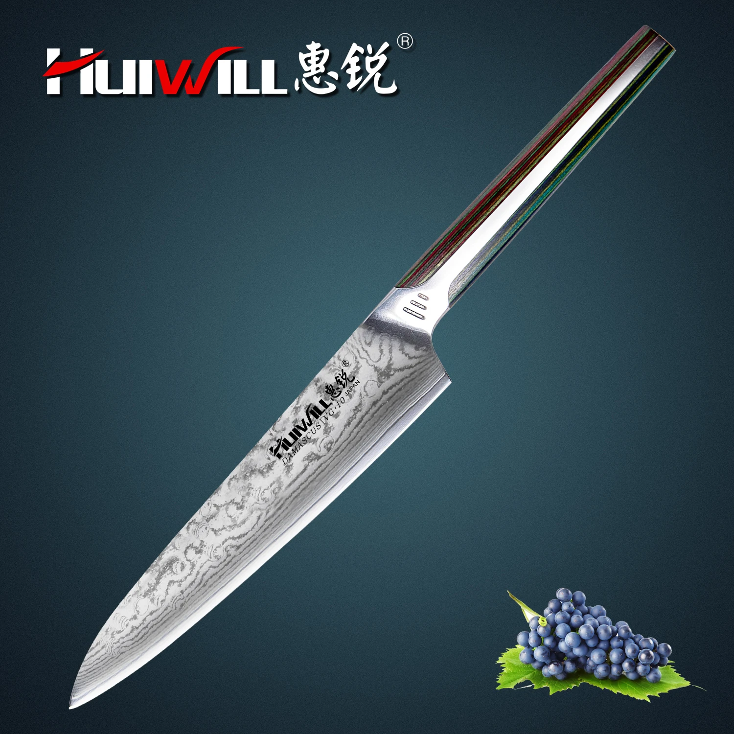 Imagem -02 - Huiwill-damascus Steel Kitchen Utility Knife Japonês Paring Knife Forjado Kurka Especificações Handle Madeira Vg10 Novo 2023