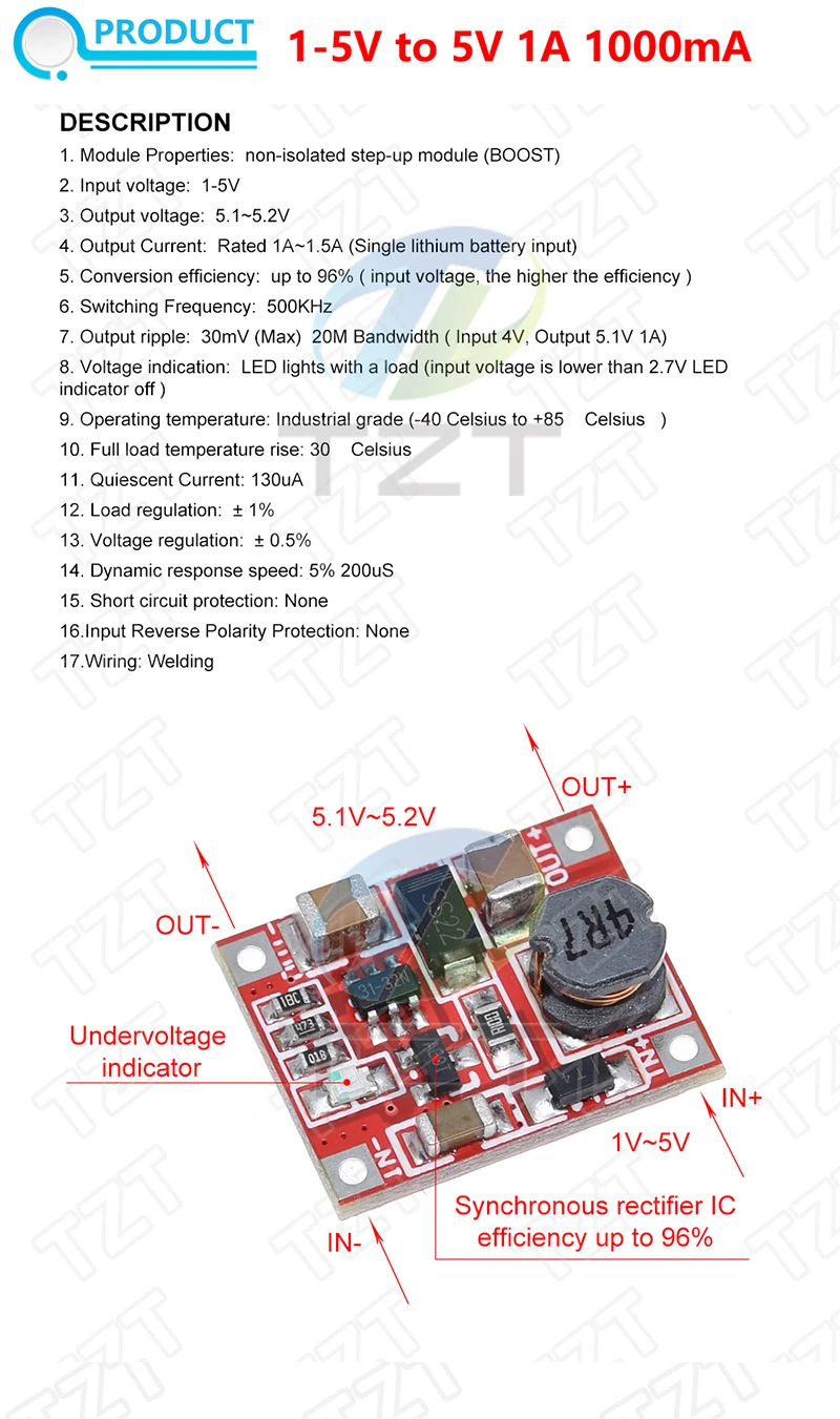 DC-DC-Boost-Modul 0,9-5V auf 5V 9V 480MA 600MA 1200MA 2000MA USB-Ausgangsspannung Step-Up-Lithium-Batteriemodul für Handykamera – Detail 12