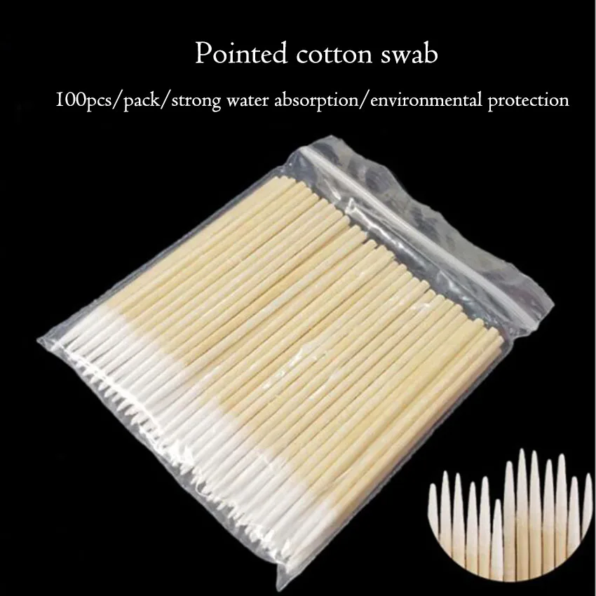 

100Pcs/pack Makeup Wood Cotton Swab Girls Women Cotton Buds Swabs Cleaning Tip Head Cotton Swabs For False Eyelash, Keyboard