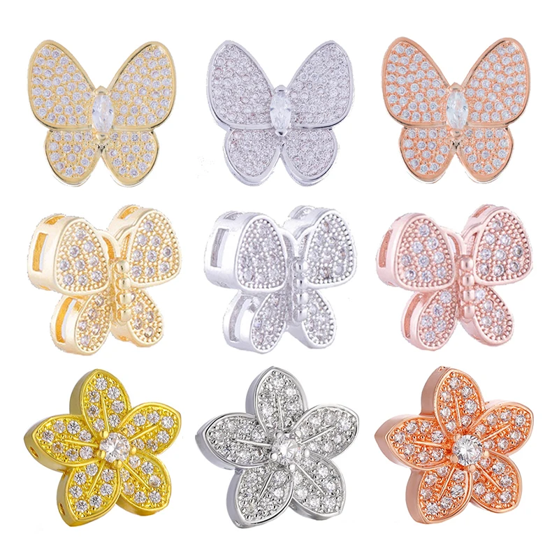 

Juya DIY Women Pearls Jewelry Making Components Supplies Micro Pave Zircon Decorative Butterfly Connector Pendants Wholesale