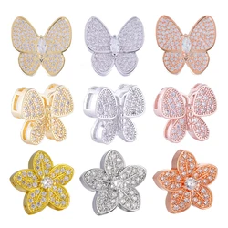 Juya DIY Women Pearls Jewelry Making Components Supplies Micro Pave Zircon Decorative Butterfly Connector Pendants Wholesale