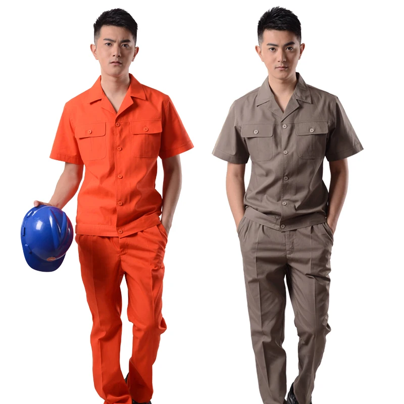 Spring summer worker coveralls blouse+pants overalls factory workshop mechanical auto repair service working unforms S-3XL