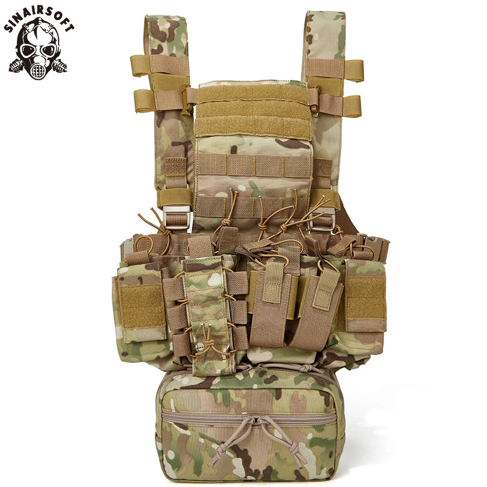 Rompi dada taktis, rompi berburu sistem MOLLE ringan lepas cepat permainan perang D3 Paintball Modular 600D rompi dada