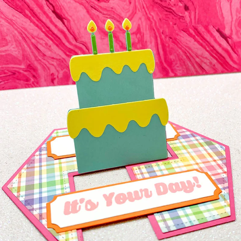 Pop Up Diy Card & Birthday Cake Card Metal Cutting Dies New 2021. Scrapbook Die Cuts Pop Up Card with A Cake Decorative Papercard