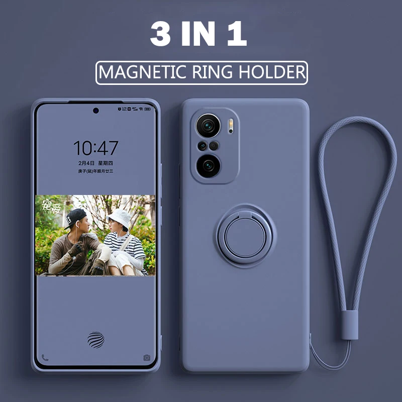 Original Liquid Silicone Magnetic Case For Oneplus 8 9 Pro 8T Nord Cover Case Luxury 3 IN 1 Ring Soft Protective Coque Capa