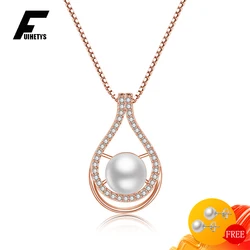 Fashion Pearl Necklace 925 Silver Jewelry with Zircon Gemstone Pendant Accessories for Women Wedding Engagement Party Wholesale