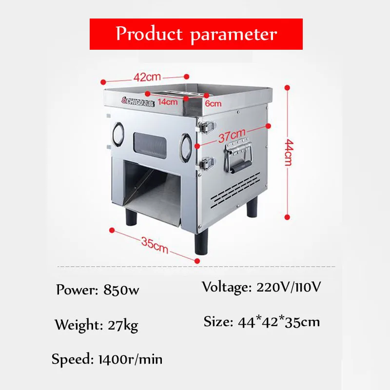 Nieuwe multifunctionele vleessnijmachine Commerciële roestvrijstalen elektrische groentesnijder Vleessnijder Machine 220V / 110V