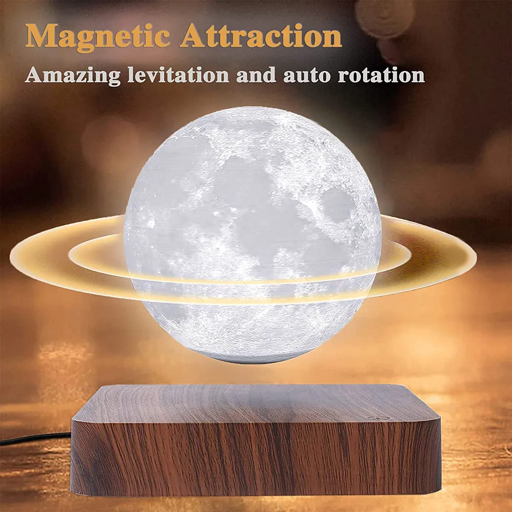 Imagem -05 - Print Floating Moon Night Light Lâmpada de Mesa de Levitação Magnética Criativa para Decoração de Casamento Toque Cores 3d