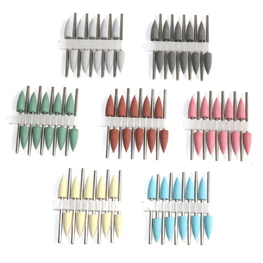 10pc/35pc 고무 실리콘 네일 드릴 밀링 커터 매니큐어 비트 유연한 폴리 셔 기계 전기 네일 파일 아트 도구