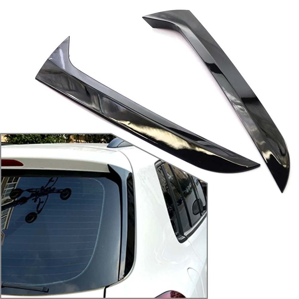 2pcs Car Rear Window Side Spoiler Canard Splitter Trim For VW Tiguan MK1 2007 08 09 10 11 12 13 14 15 2016 Gloss Black