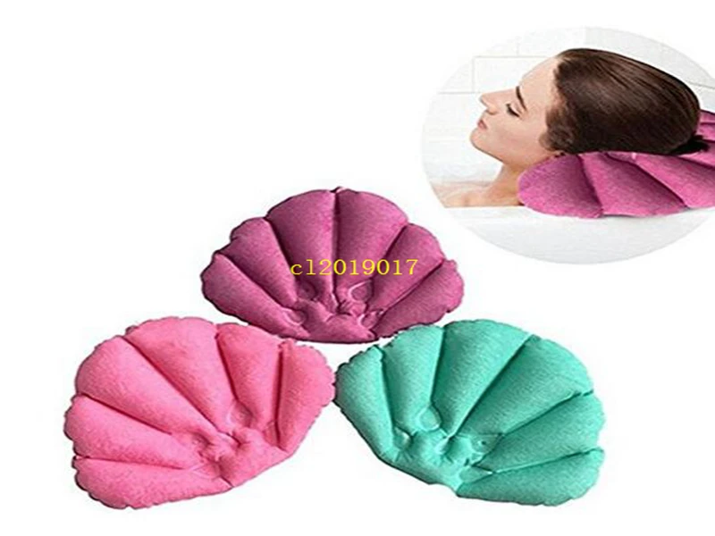 2019 free shipping Soft Bathroom Pillow Home Comfortable Spa Inflatable Bath Cups Shell Shaped Neck Bathtub Cushion Bathroom Acc