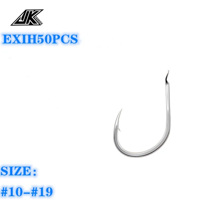 

JK EXIH-50PCS Light Fishing Hooks Silver Flat Iseama Hook High Carbon Steel Fish Hooks Japan Barbed Chinu Sea Fishing Fishhook