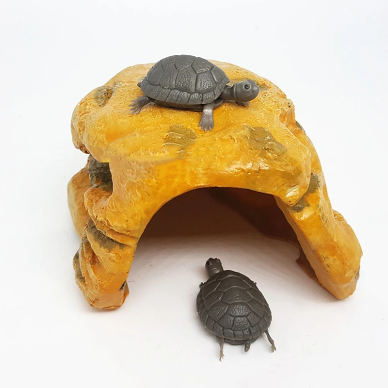 Artificial Turtles Hiding Cave Resin Miniature Aquarium Ornament Simulation Reptiles Habitat for Home Office