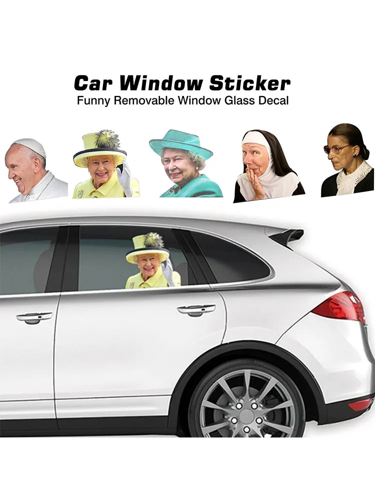 Car Window Sticker Funny Comical Removable Decal Famous People Window Glass Humorous Queen Pope Pattern Sticker Paper