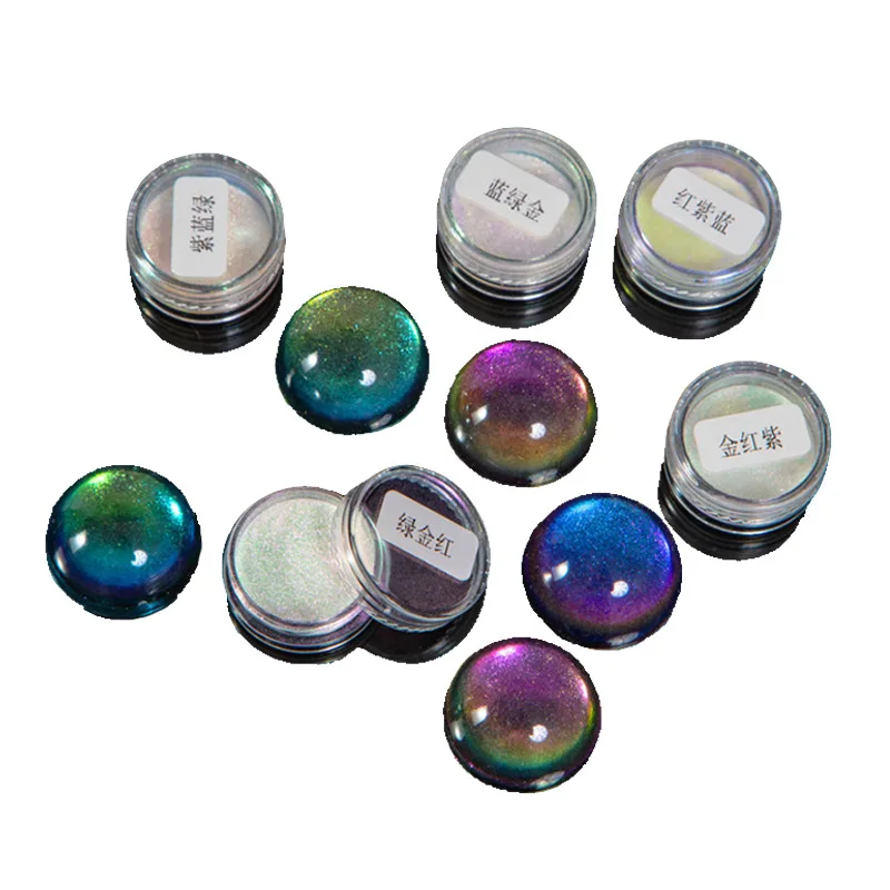 1Pc Ultra Fine Chameleon Powder-Color Shifting Metallic Chrome Powder-Color Change Dust Glitter Magic Discolor Powder in Jar 2g