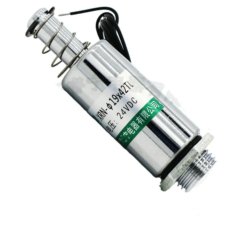 DC 12V or 24V Stroke 10mm Push Type Tubular Solenoid Electromagnet w Spring Return XRN-19*42TL