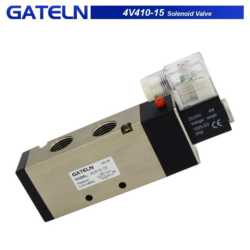 

4V410-15 high quality 5 port 2 position Solenoid Valve with Fittings DC24v,DC12V,AC110V,AC220V,AC380V