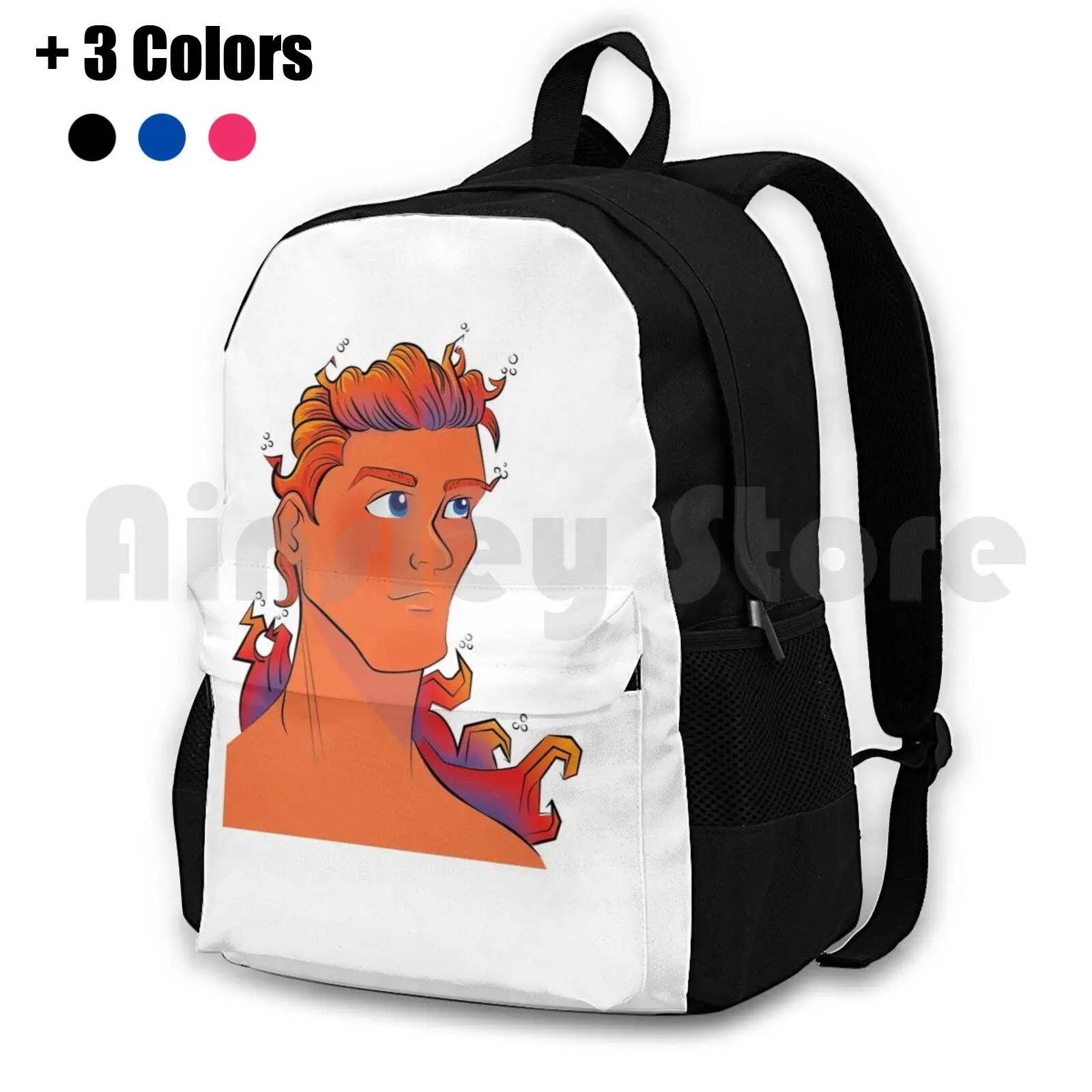 Beautifull Fire Outdoor Hiking Backpack Riding Climbing Sports Bag Fire Hero Superhero Vector Cute Guy Handsome Flame