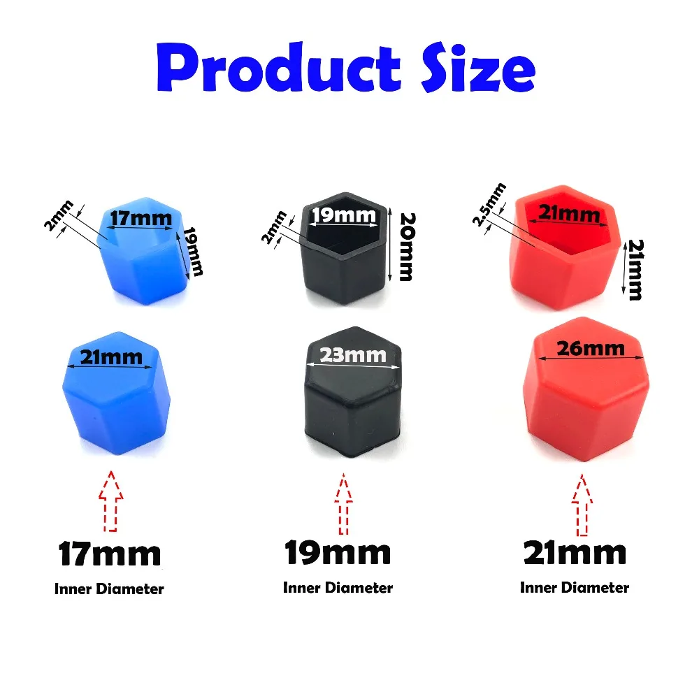 20Pcs 17/19/21mm Car Wheel Caps Bolts Covers Nuts Silicone Auto Wheel Hub Protectors Screw Nut Decoration Anti Rust Cover Trim