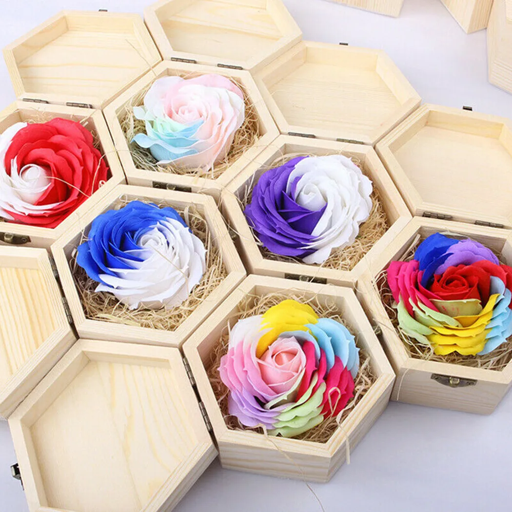 ​1pc Hexagon Wooden Box Storage Boxes Hexagonal For Decoration DIY Toys Christmas Crafts Gifts Earrings Jewelry Storages Rings