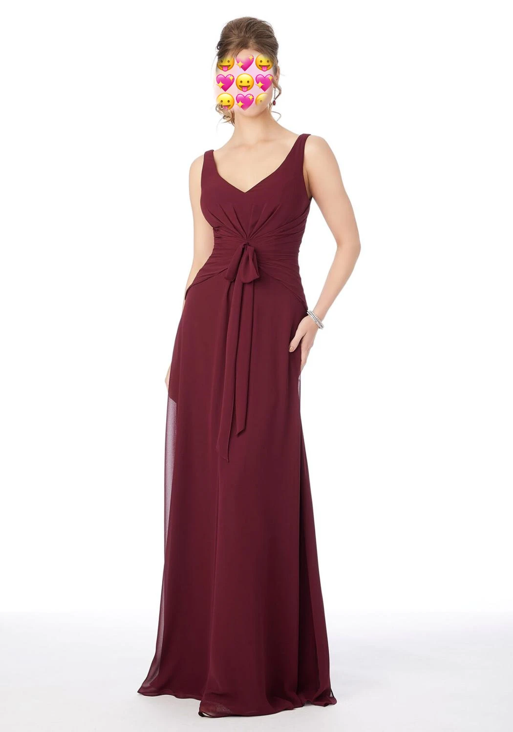 เซ็กซี่ V คอชุดเจ้าสาว A-Line Burgundy ชีฟองผู้หญิงอย่างเป็นทางการ Gowns สำหรับงานแต่งงาน2020