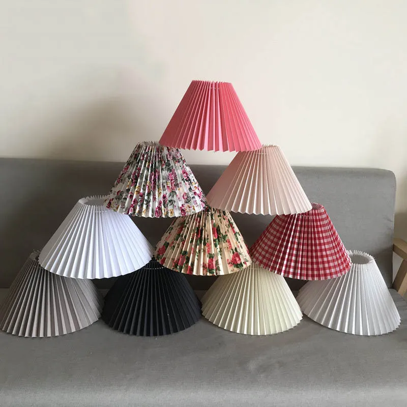 Japan Style Pleats Lampshade for Table Lamps E27 Creative Standing Desk Lamp Shade for Bedroom White Flower Lamp Holders 25/28cm