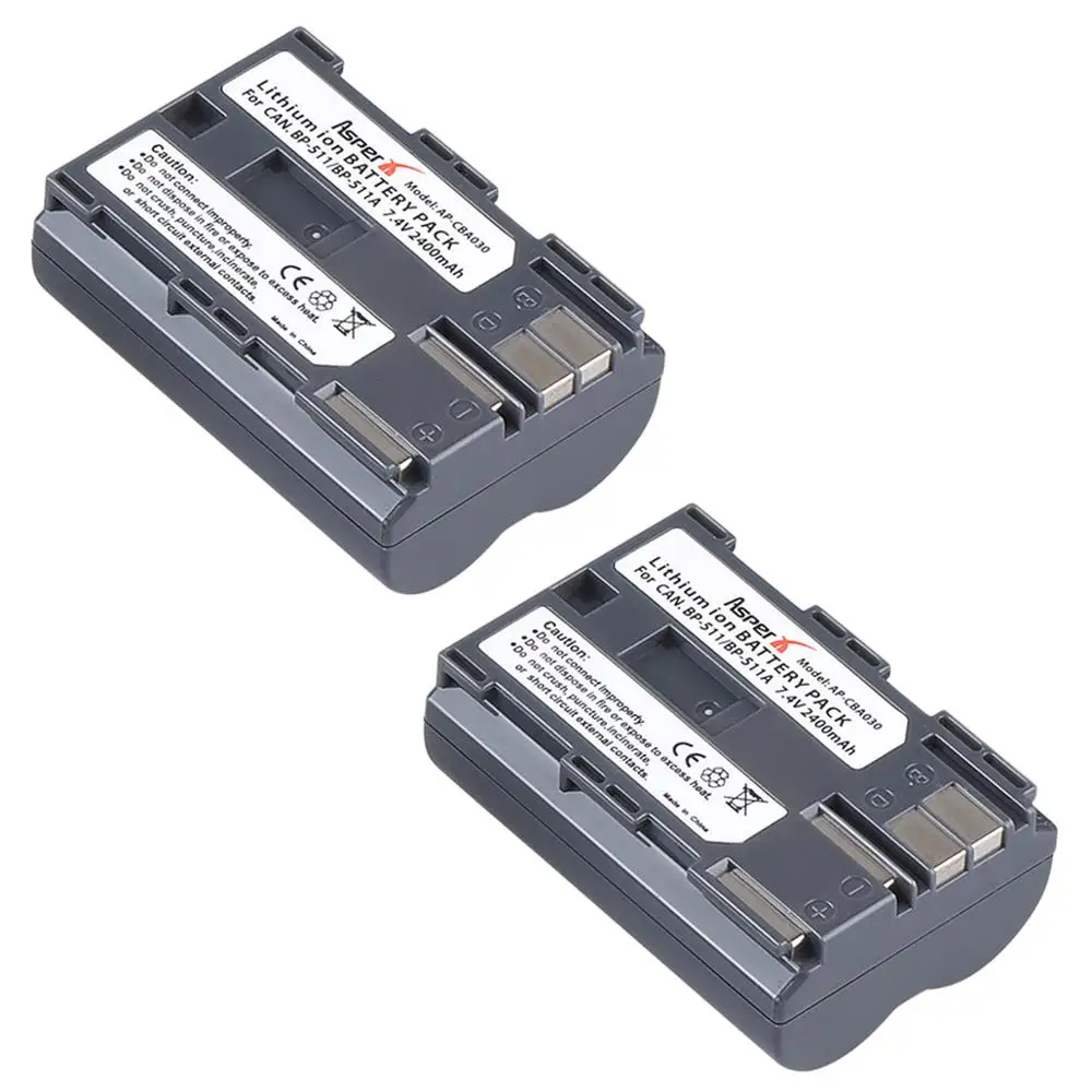 

AsperX 2400mAh BP-511A BP-511 Camera Bateria Battery BP511 BP 511 511A For Canon EOS 40D 300D 5D 20D 30D 50D 10D D60 G6