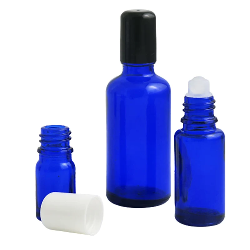 5ml 10ml 15ml 20ml 30ml 50ml 100ml Cobalt Blue Glass Roll on Containers 1/6OZ 1/3OZ 1/2OZ 1OZ Glass Roller Ball Containers