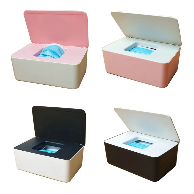 Baby Wet Wipes Dispenser Tissue Storage Box Mouth Mask Case Holder with Lid Home Office Supply