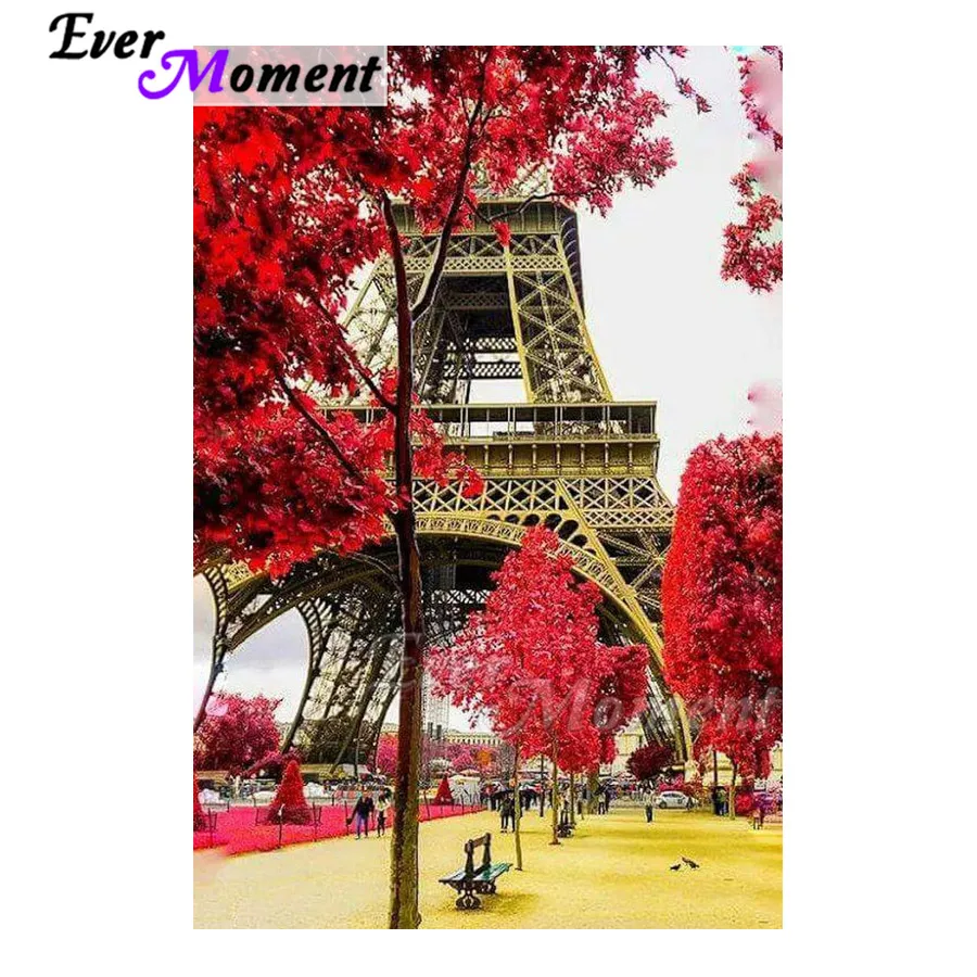 

Ever Moment Diamond Painting Full Square Drill Red Tree Tower 5D DIY Picture Of Rhinestone Hobby Art Diamond Embroidery ASF1983