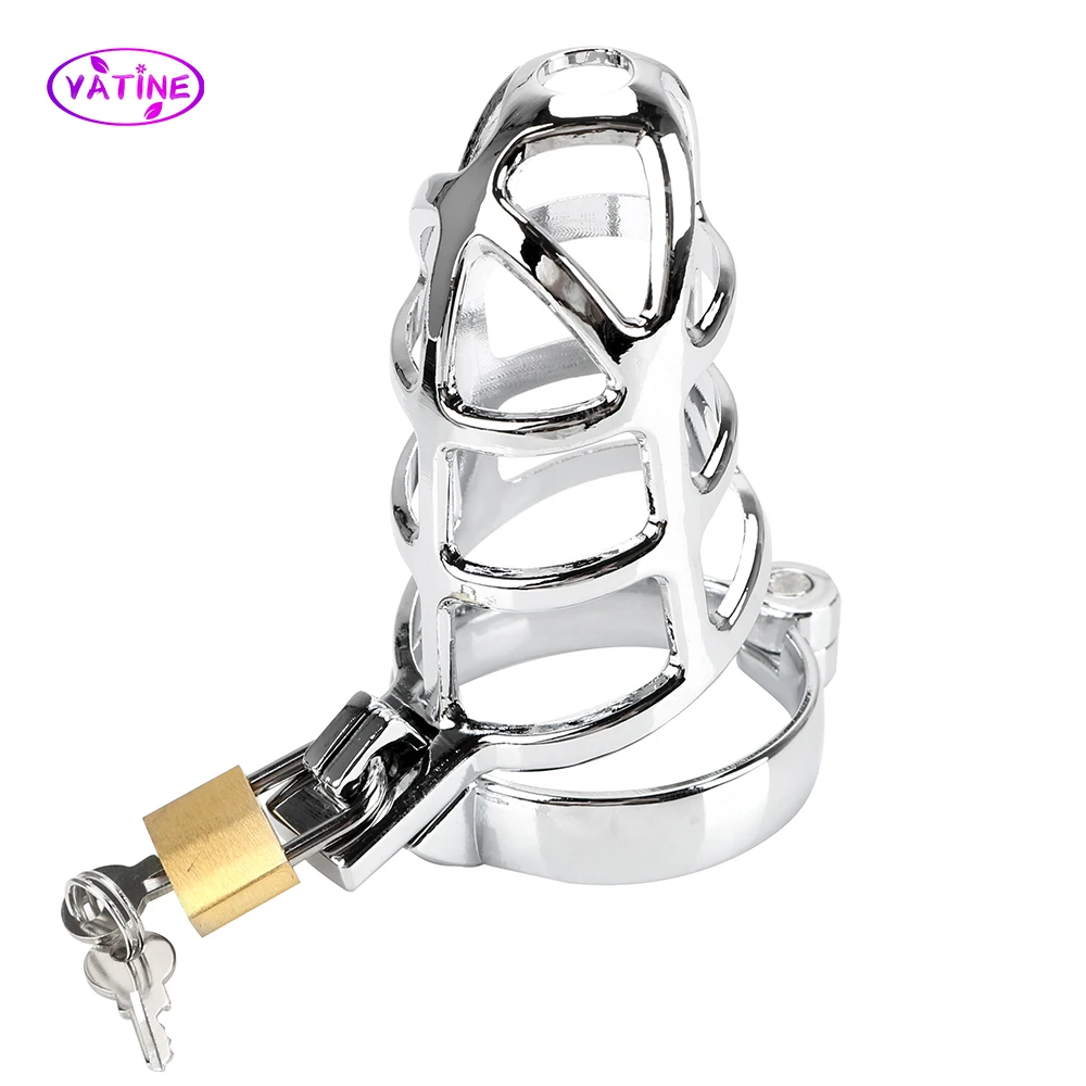 Stainless Steel Chastity Cage Penis Rings For Men Cock Stretcher Lock Harness Bondage Set Sex Toys Adult Games Erotic Goods Shop