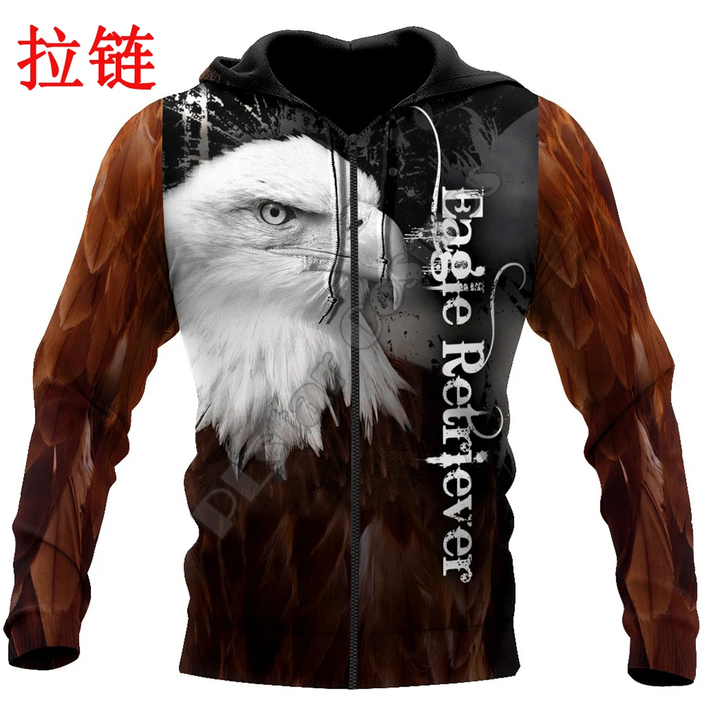 Mooie Dier Liefde Eagle 3D Gedrukt Mode Heren Herfst Hoodie Sweatshirt Unisex Streetwear Casual Zip Jas Trui KJ516