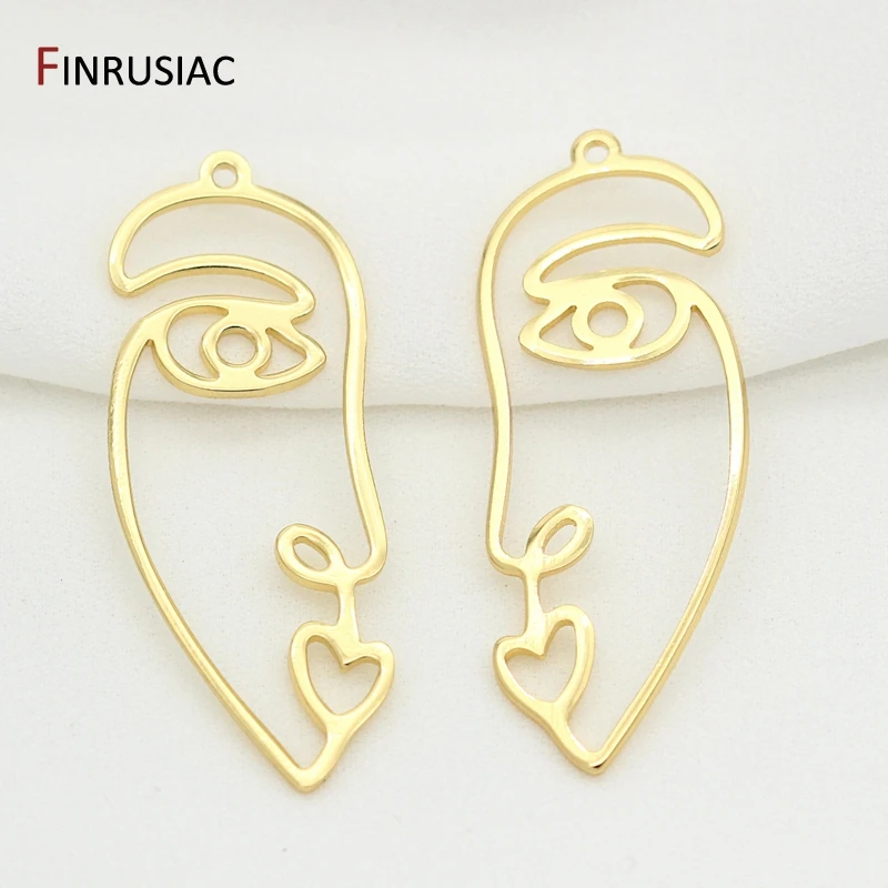 DIY Jewelry Accessories Gold Plated Human / Female Face Pendant Charms For Handmade DIY Earrings Making