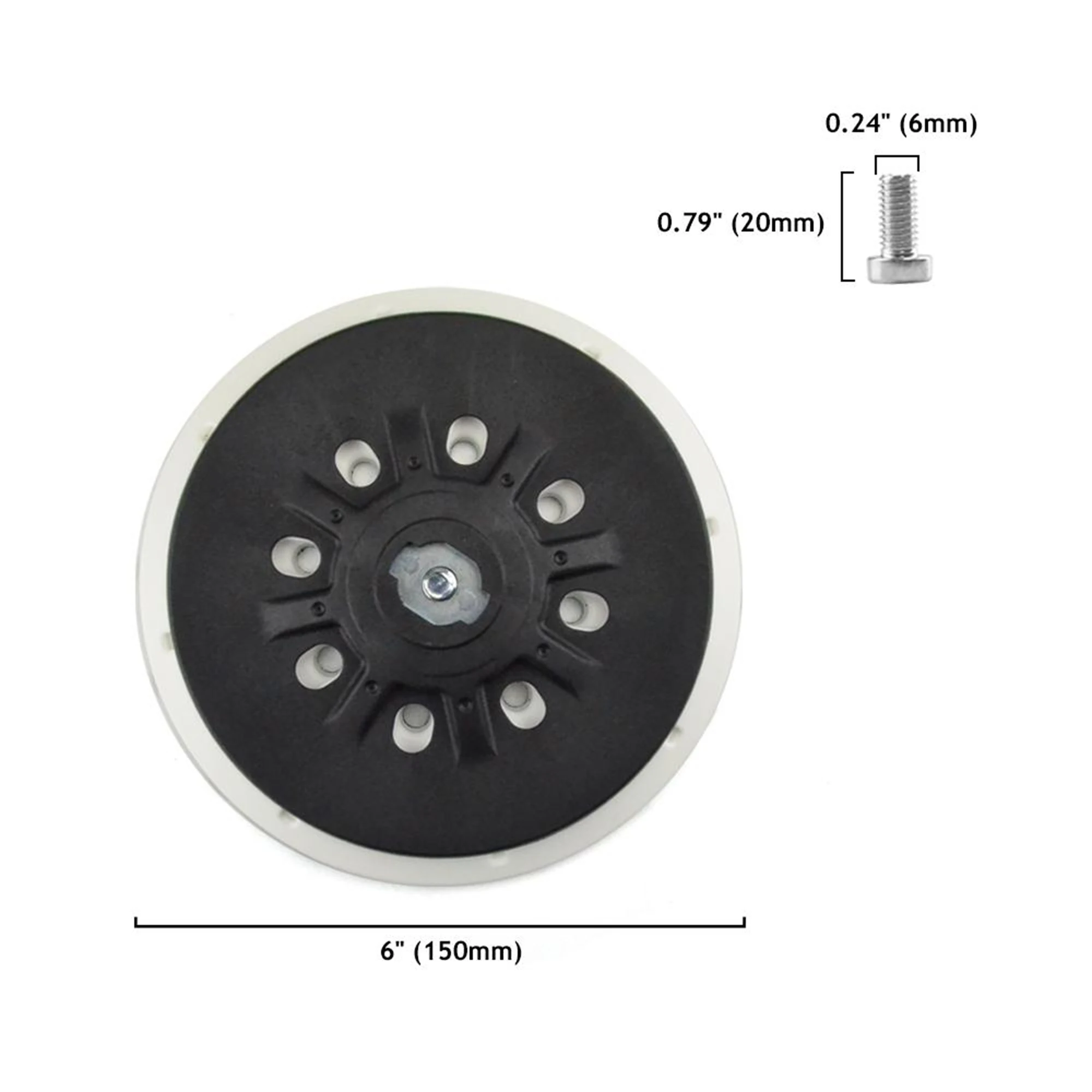 POLIWELL 6 Inch(150mm) M8 Thread 17/48 Hole Dust-free Hook & Loop Back-up Sanding Pads for FESTOOL Sander