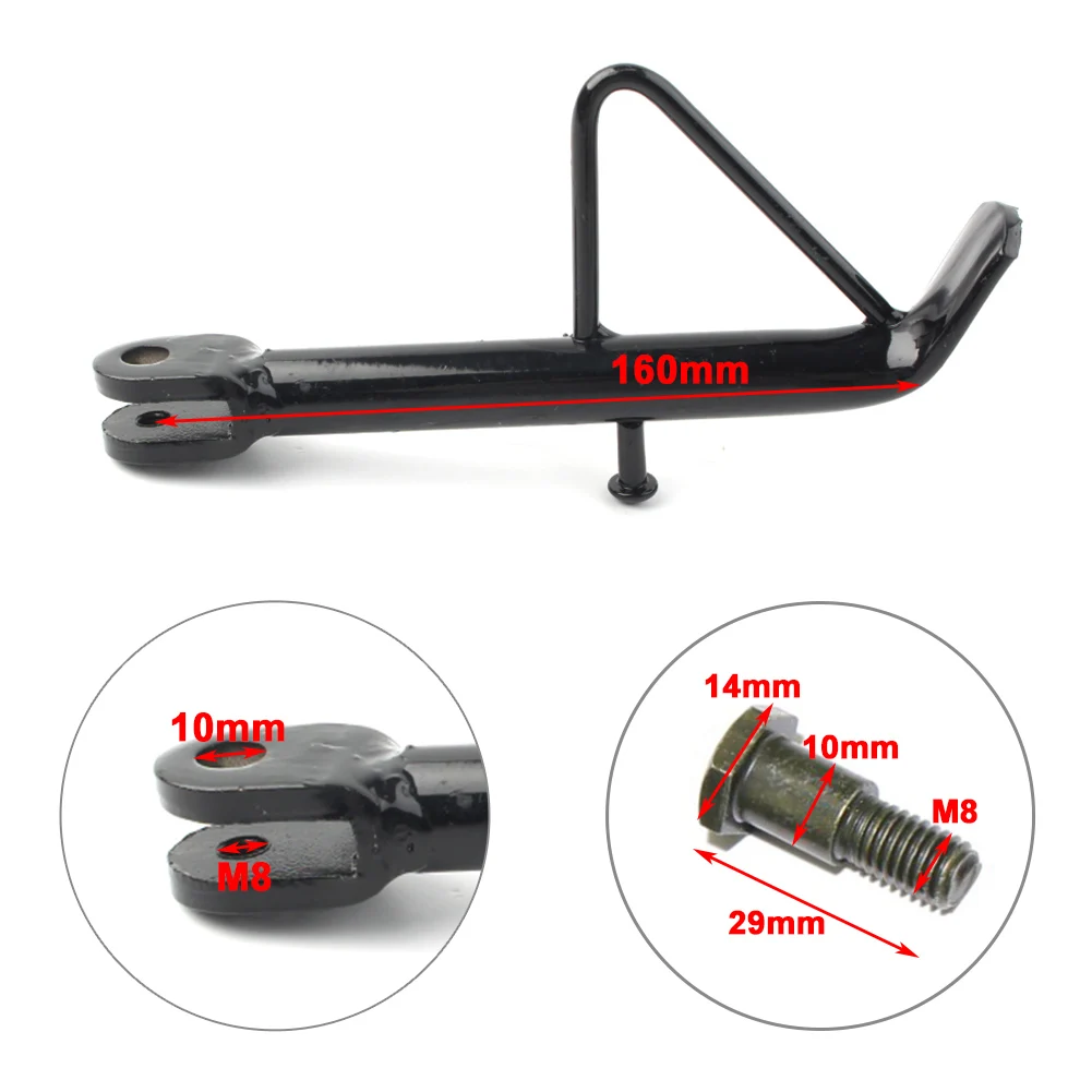 Black 16CM Motorcycle Kickstand Foot Side Stand Support Universal For Motorcycles ATV Scooter E-Bike