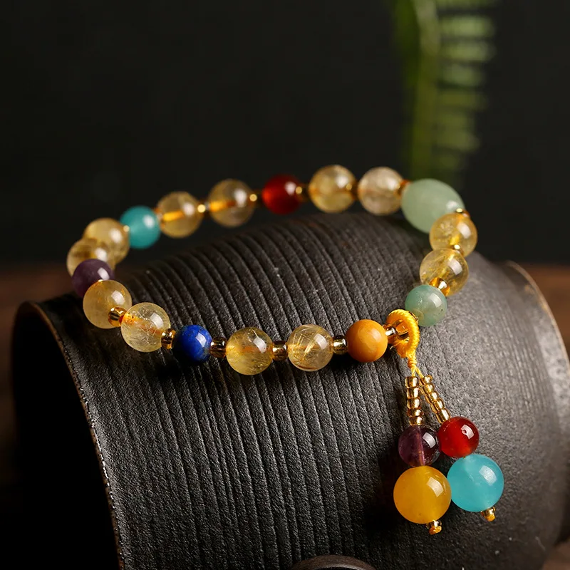 

Natural Rutilated Quartz/Amazonite/Red Agate/Lapis Lazuli/Amethyst/Jade Crystal Beads Strand Bracelets Women Fine Jewelry YBR347