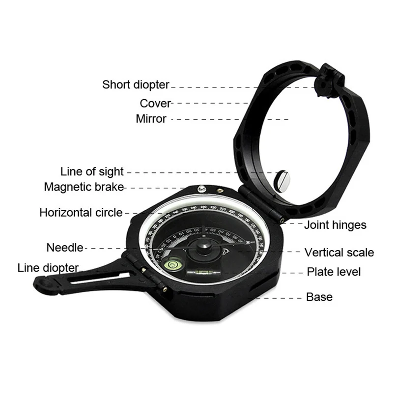 Eyeskey Professional Geological Compass Handheld Lightweight Outdoor Survival Military Compass for Measuring Slope Distance