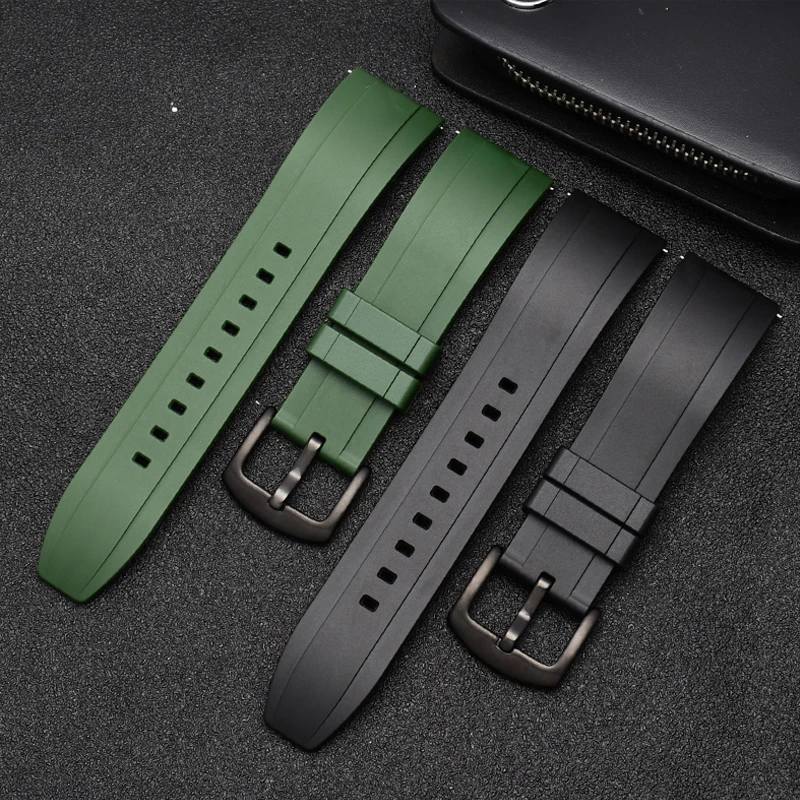 Quality Fluoro Rubber Watch Strap 18mm 19mm 20mm 21mm 22mm 24mm Sport Watchband Black Green Wristband With Quick Release Band