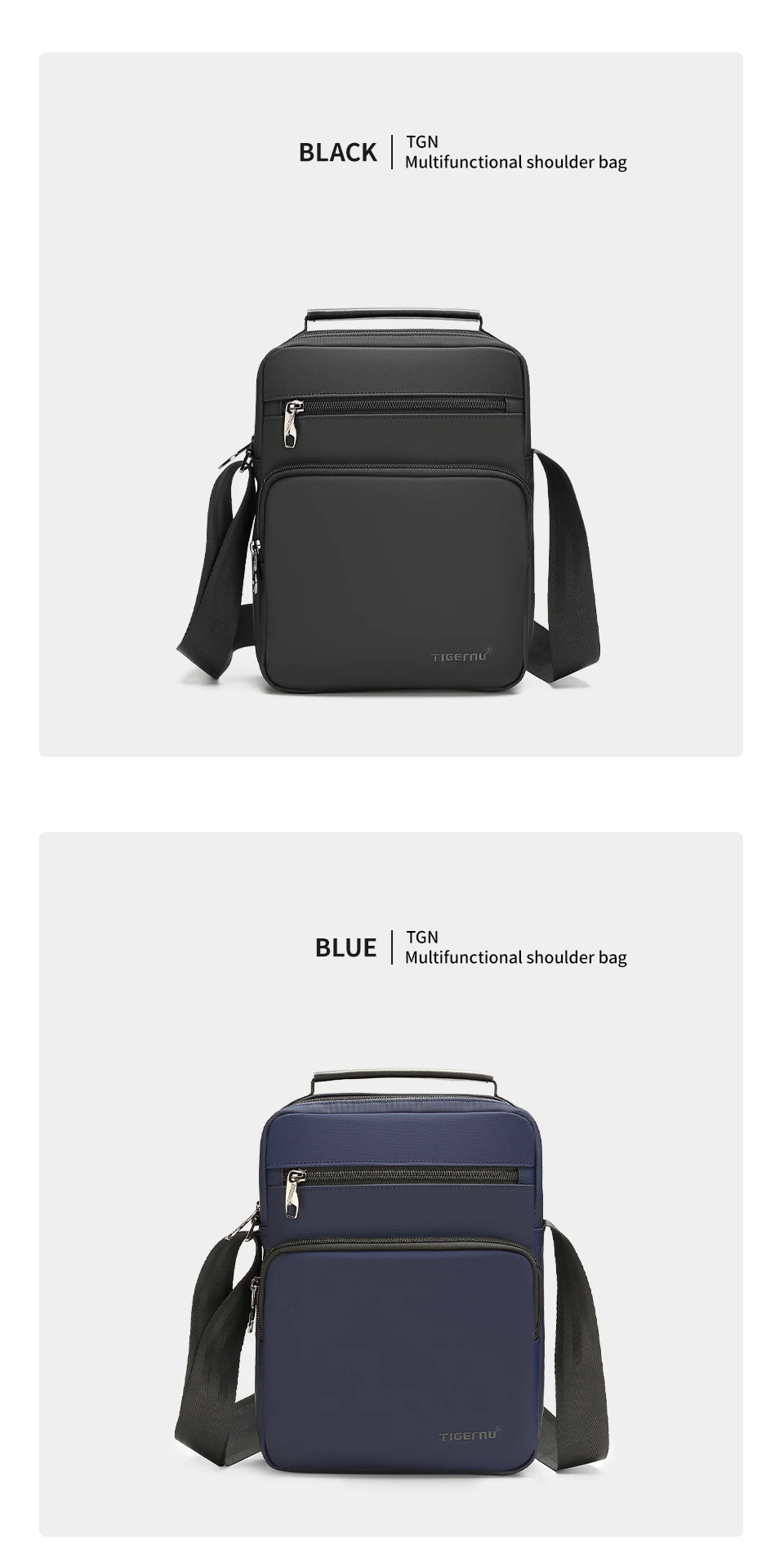 Tigernu Men Shoulder Bag 9.7" iPad Bag Mini Handbag Waterproof Sling Bags Male Business Travel Crossbody Bag For Teens