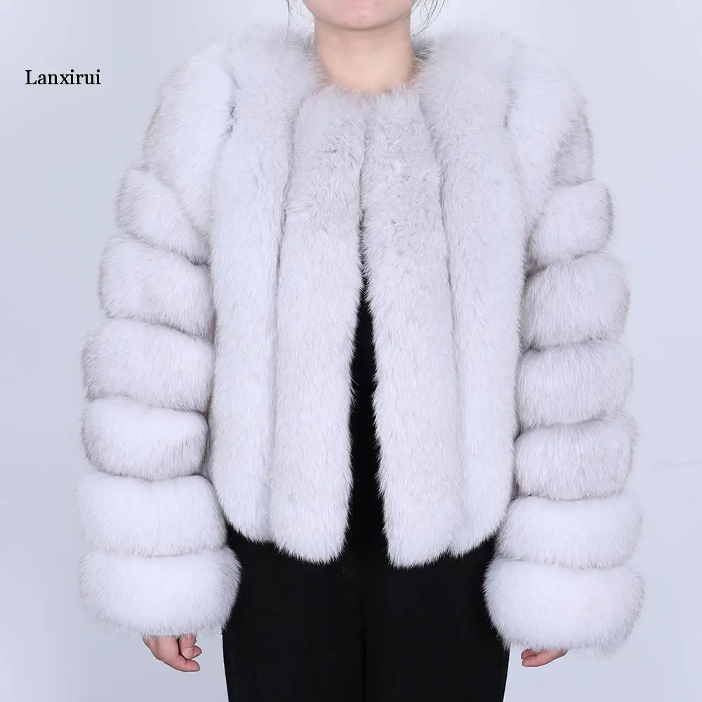 

fake fur coat women's warm fashion coat made of Environmental fox fur, long-sleeved jacket, leather coat,