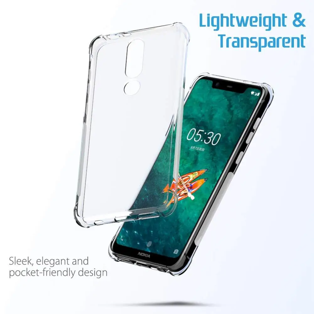 Clear Rubber Case For Nokia 5.1 Plus  Shock Proof  Soft Cover For Nokia 3.1 Plus Silicone Bumper Case on Nokia 6.1 7.1 Plus 8.1