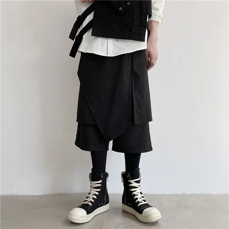 

Men Wide Leg Pants Skirt New Yamamoto Dark Irregular Design Hair Stylist Casual Loose Large Size Eight Pants