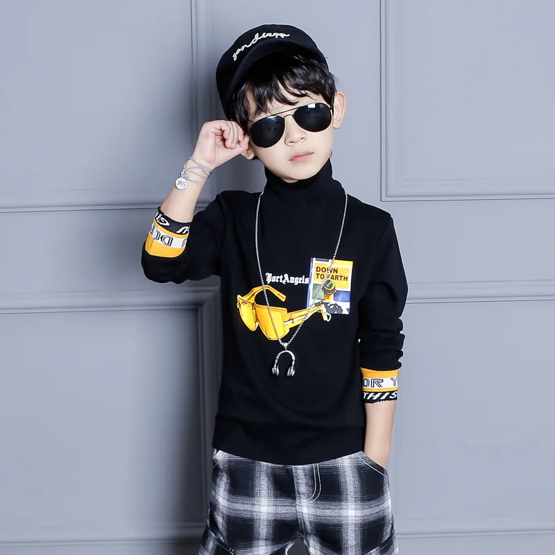 

Boys Clothes Spring Children Long Sleeve T-shirts Eyeglasses Print Bottom Shirts Autumn Teenage School Boy Tops Streetwear Tee